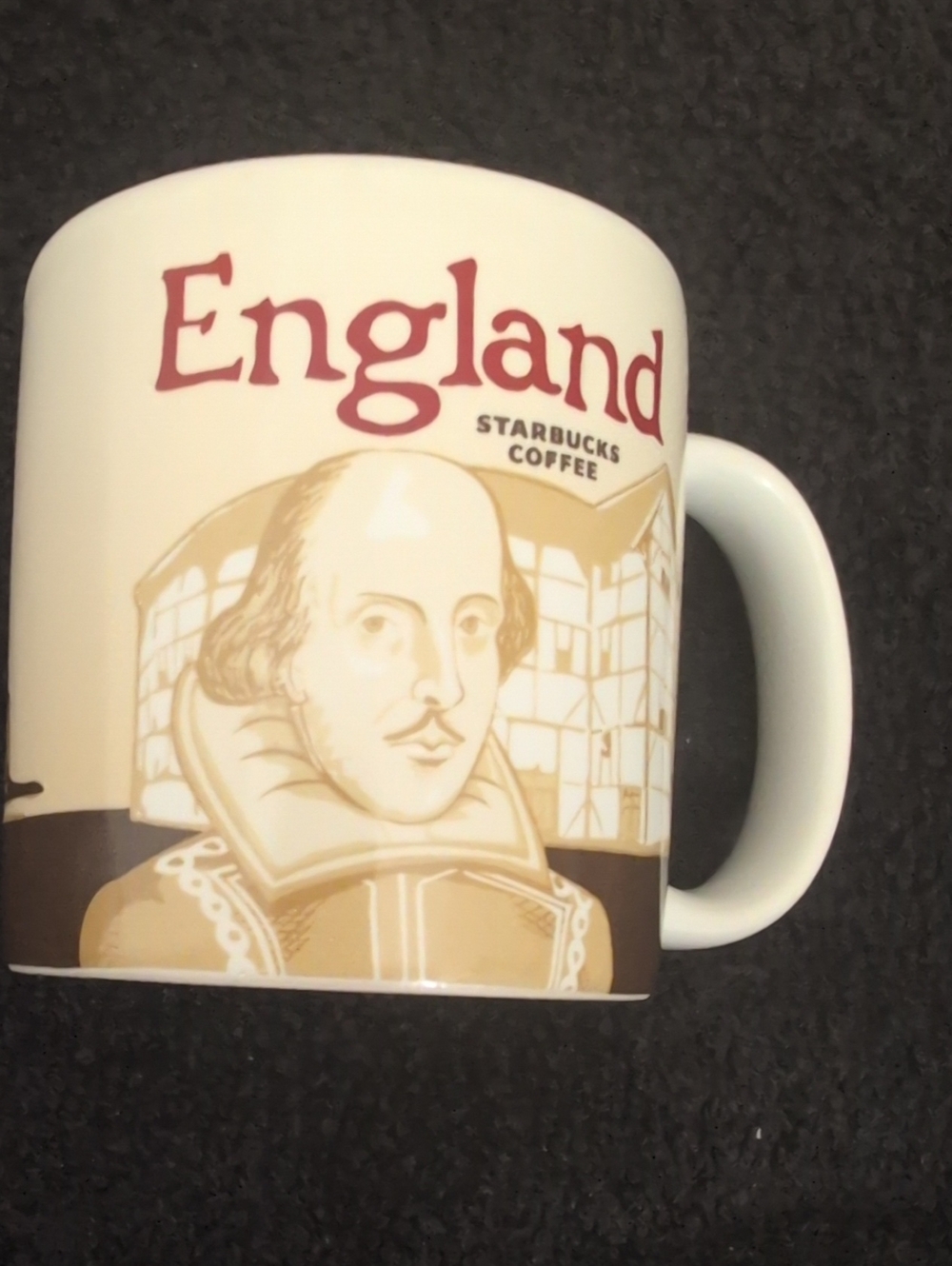Starbucks England Mug - Cream, Brown & Red "Expreso Shot"